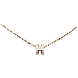 Hermès Mini Pop H Email-Statement-Halskette in Rose Gold und Rosa Pink