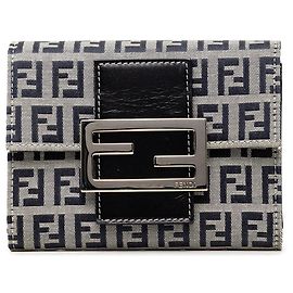 Grey Fendi Zucchino Canvas Trifold Wallet Small Wallets Grey