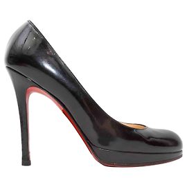 Black Christian Louboutin Patent Platform Pumps Size 39 Black