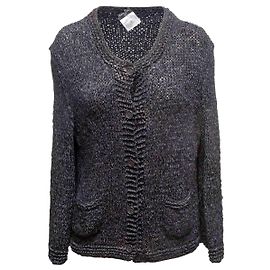 Black Chanel Fall/Winter 2008 Knit Silk Jacket Size FR 46 Black