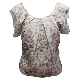 Grey Zac Posen Spring 2009 Leopard Print Blouse Size US S Grey