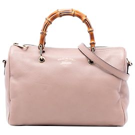 Bolsa Boston Gucci Medium em couro de bezerro rosa com alça de bambu Satchel Rosa