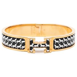 Pulsera Hermès Narrow Enamel Cheval Pixel Clic H PM negra Negro