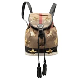 Brown Burberry Mega Check Canvas Star Sequin Backpack Brown