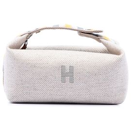 Beige Hermès Small Wool Bride A Brac Au Carre Case Vanity Bag Beige
