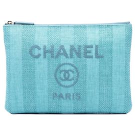 Clutch Chanel Medium Tweed Deauville O Case Blu Blu