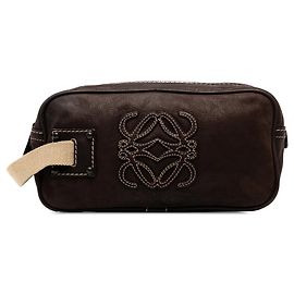 Pochette en nubuck marron LOEWE Anagram Marron