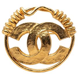 Chanel CC Frühlingsrunde Brosche vergoldet Golden