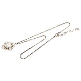 Colar com pingente de strass CC em latão prateado Chanel Prata
