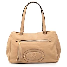 Bolso de hombro LOEWE Nubuck Anagram Madrid Fringe Tan Camello