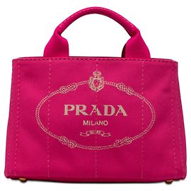 Pink Prada Small Canvas Canapa Logo Satchel Pink