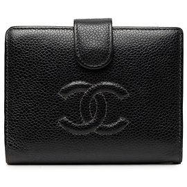 Cartera bifold negra Chanel CC Caviar Carteras pequeñas Negro