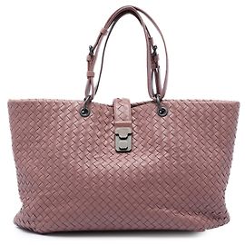 Cabas Capri en nappa Intrecciato rose, taille Medium Bottega Veneta Rose