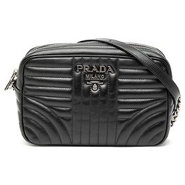 Black Prada Soft Calfskin Diagramme Camera Bag Black
