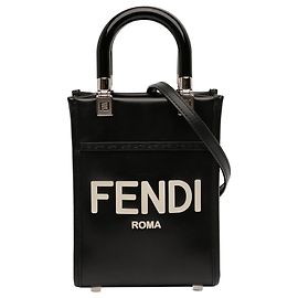 Mini borsa shopper Sunshine in pelle nera Fendi Nero