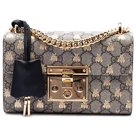 Bolsa transversal Gucci Small GG Supreme Bee Padlock preta Preto