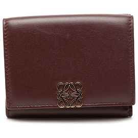 Red LOEWE Leather Anagram Trifold Wallet Small Wallets Red