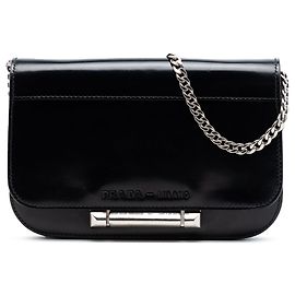 Bolsa transversal de aba Sybille em couro Spazzolato preto Prada Preto