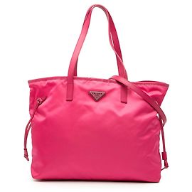 Sac cabas convertible ouvert Tessuto avec bordure Saffiano rose Prada Rose