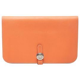 Cartera larga Hermès Clemence Dogon Duo Naranja Naranja