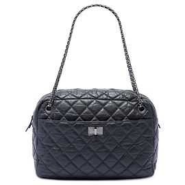 Borsa Camera Reissue Chanel Large in pelle di vitello invecchiata trapuntata nera Nero