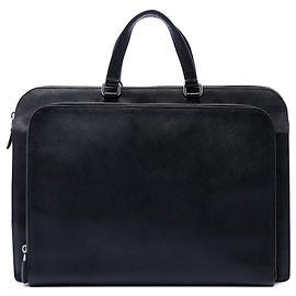 Valigetta da viaggio in pelle Saffiano nero Prada con tasca frontale con zip per affari Nero