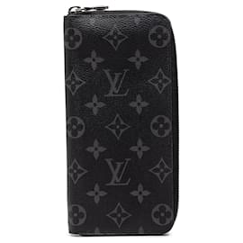 Black Louis Vuitton Monogram Eclipse Vertical Zippy Wallet Long Wallets Black