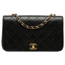 Bolso bandolera Chanel Medium Quilted Lambskin Full Flap negro Negro