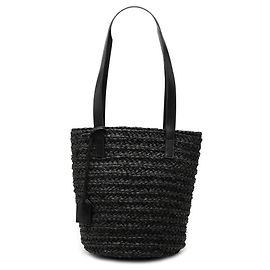 Petit cabas panier en raphia noir Saint Laurent Noir