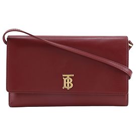 Bolsa transversal crossbody Burberry em couro vermelho com alça TB Vermelho
