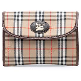 Beige Burberry Haymarket Check Canvas Clutch Beige