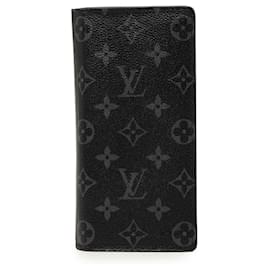 Black Louis Vuitton Monogram Eclipse Brazza Wallet Long Wallets Black