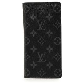 Langer Geldbeutel Louis Vuitton Monogram Eclipse Brazza schwarz Schwarz