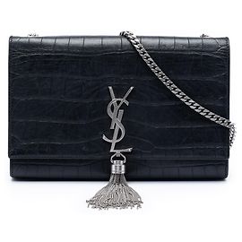 Bolsa transversal Kate em couro com relevo de crocodilo preto Saint Laurent Medium Preto