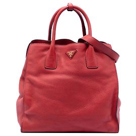 Bolsa Tote Conversível Aberta Prada Vitello Daino vermelha Vermelho