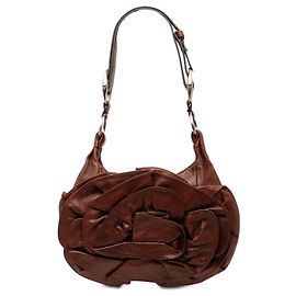 Bolsa de ombro Saint Laurent Nadja em couro marrom com pétalas de rosa Marrom