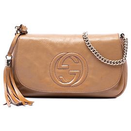 Sac bandoulière Gucci Medium Patent Soho Chain Flap marron Marron