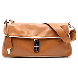 Bolsa de ombro em couro marrom Prada Marrom