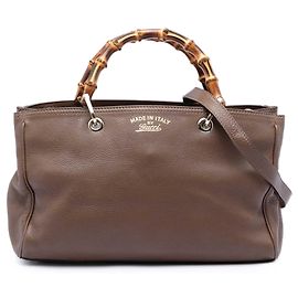 Borsa shopper Gucci Medium in pelle di vitello bambù marrone Marrone