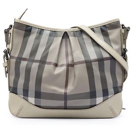 Beige Burberry Smoke Check Coated Canvas Hartham Crossbody Beige