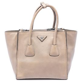 Bolso Prada Small Glace Calf Twin Pocket Beige Beige