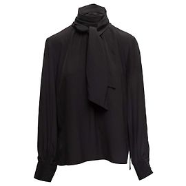 Black Fendi Silk Mock Neck Blouse Size IT 42 Black