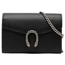 Bolsa transversal Dionysus em couro de vitelo preto Gucci com corrente Preto