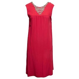 Robe sans manches rouge Prada ornée de strass Taille IT 42 Rouge