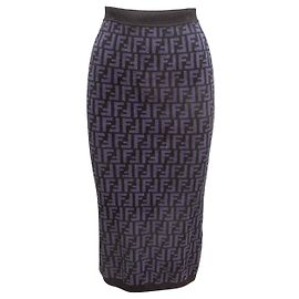 Fendi Zucca Strickrock in Schwarz & Navy Bleistiftrock Größe IT 40 Schwarz