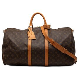 Borsa da viaggio marrone Louis Vuitton Monogram Keepall Bandouliere 55 Marrone