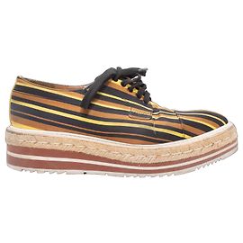 Prada Gestreifte Plateau-Oxfords Braun & Multicolour Größe 38.5 Braun