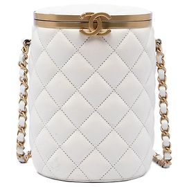Sac Crown Box en agneau matelassé blanc Chanel Small Blanc