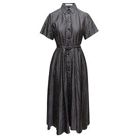 Black & White Christian Dior Polka Dot Print Silk Dress Size FR 38 Black