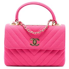 Bolsa Chanel Small Chevron Jersey Trendy CC Top Handle Flap Satchel rosa Rosa